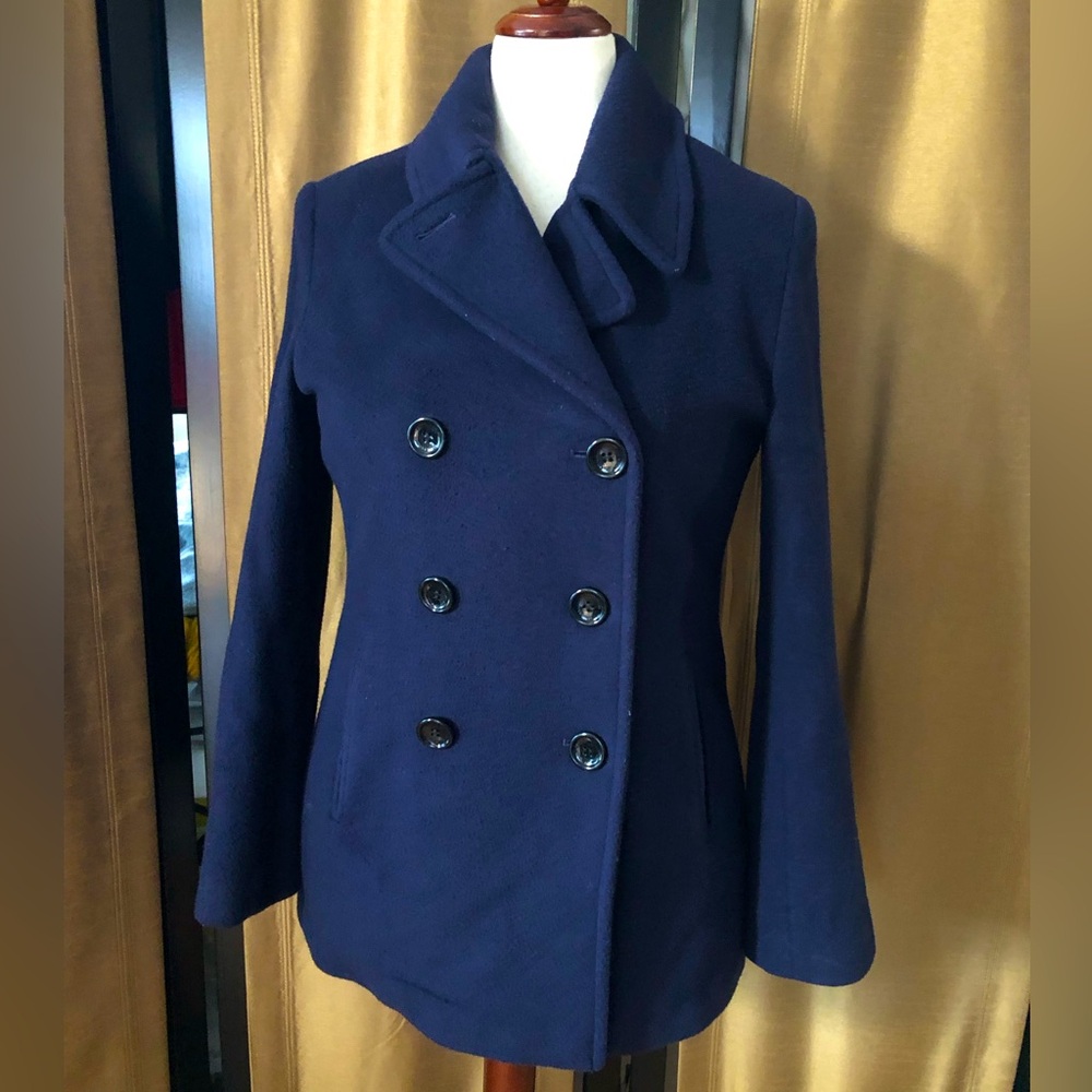 Calvin Klein Wool Cashmere Blend Navy Pea Coat